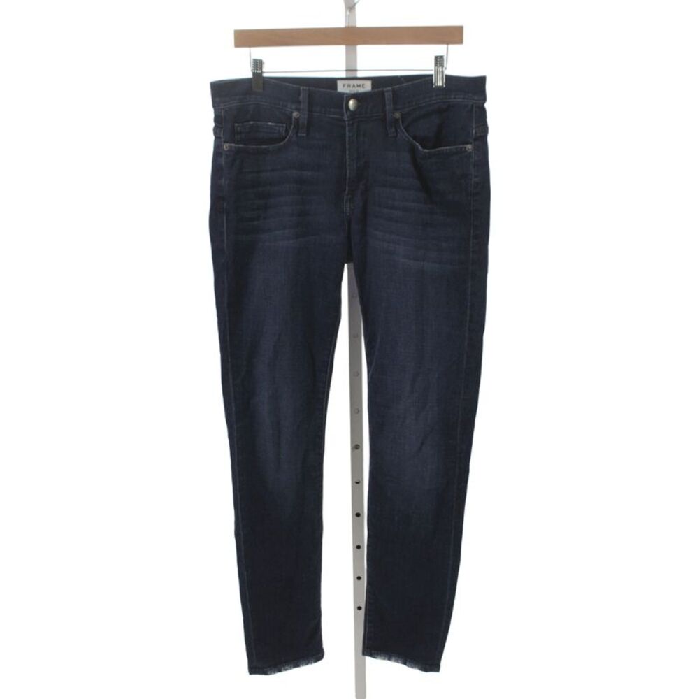 Frame Womens Straight Blue Jeans Cotton Mid Rise Button Size 32